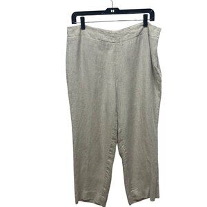 Talbots Natural Linen Pants 14P Classic Side Zip Cropped Lightweight